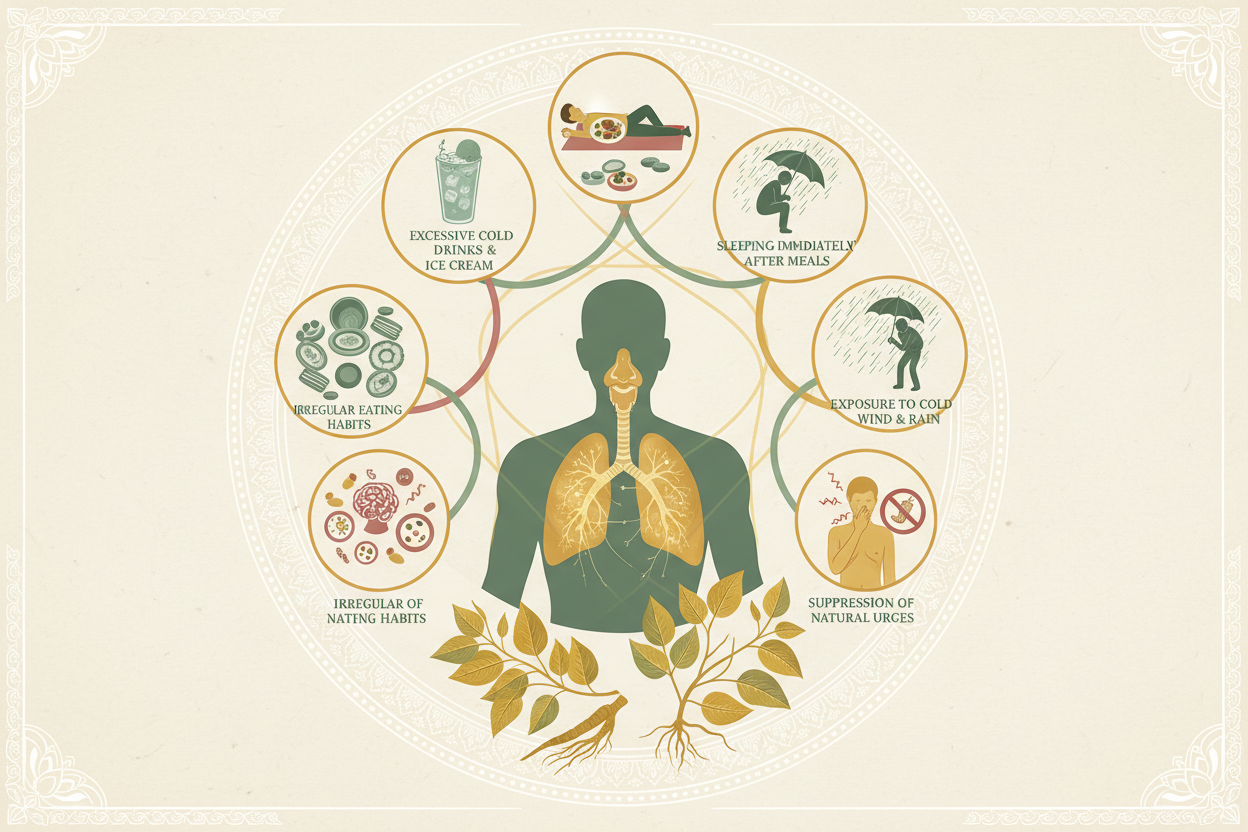Common Causes of Cold & Cough According to Ayurveda