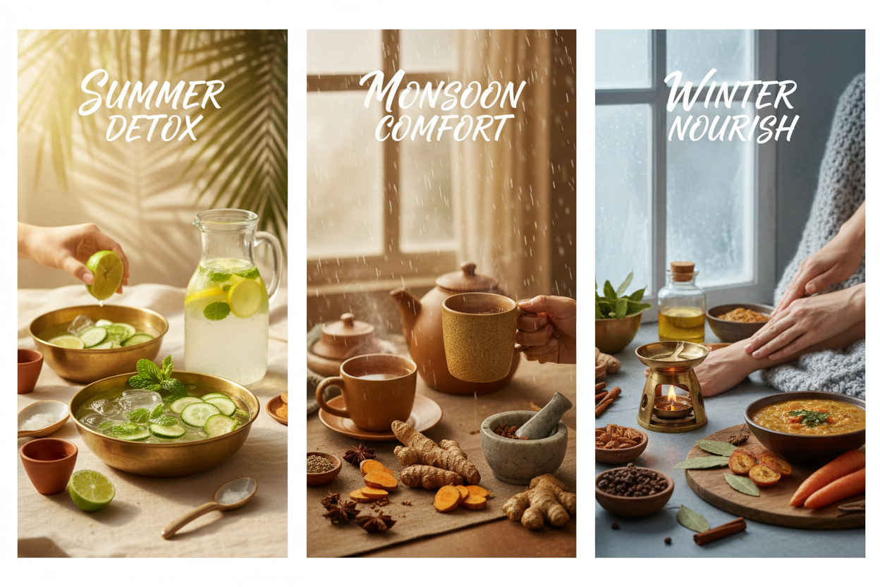 Seasonal Detox in Ayurveda: What to Do in Summer, Monsoon & Winter