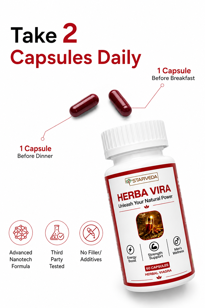 Starveda Herba Vira Capsules | Male Stamina & Energy | 60 Caps