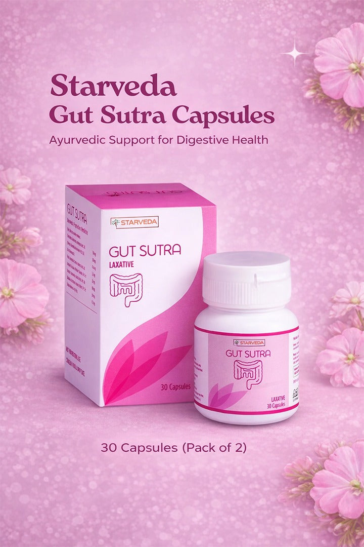 Starveda Gut Sutra Capsules | Digestion & Constipation Relief | 30 Caps x2
