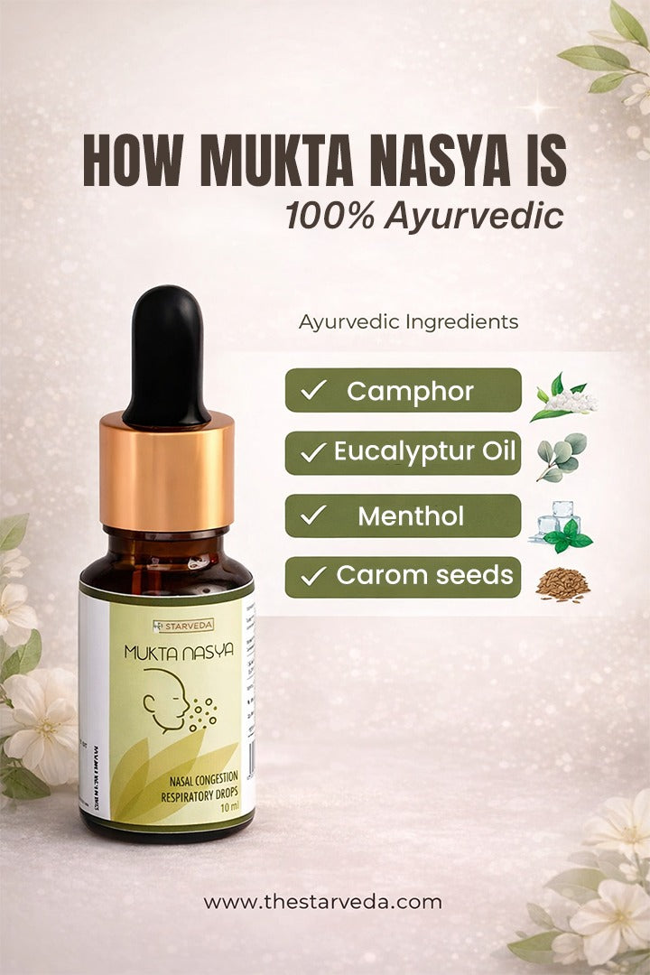 Starveda Mukta Nasya Oil- Ayurvedic nasal oil designed to provide natural relief from nasal blockage, congestion, and respiratory discomfort-10 ml (Pack of 2)