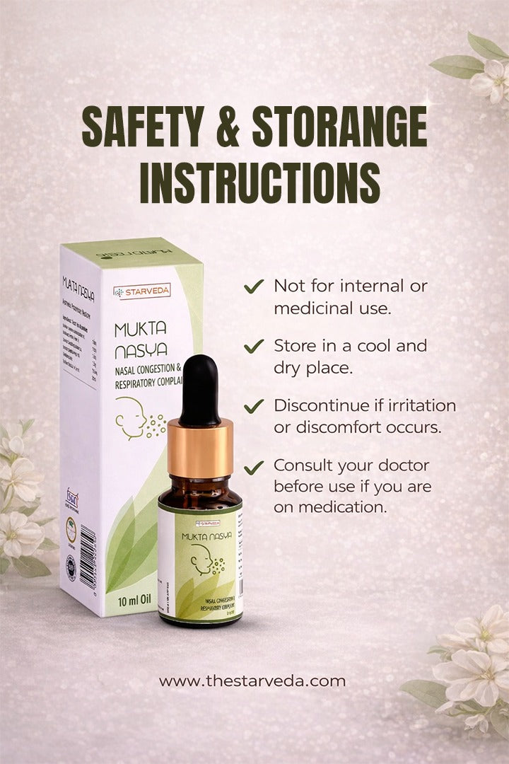 Starveda Mukta Nasya Oil- Ayurvedic nasal oil designed to provide natural relief from nasal blockage, congestion, and respiratory discomfort-10 ml (Pack of 2)