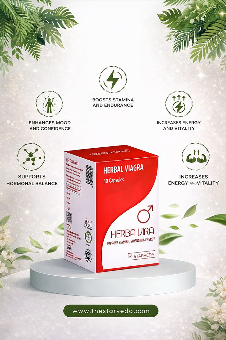 Starveda Herba Vira Capsules (herbal viagra)-powerful herbal formulation crafted to boost male stamina, energy, and strength naturally-30 capsules (Pack of 2)