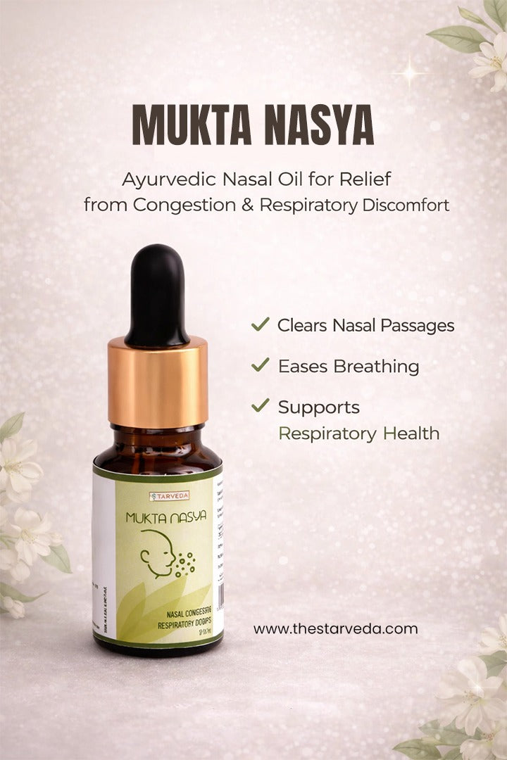 Starveda Mukta Nasya Oil- Ayurvedic nasal oil designed to provide natural relief from nasal blockage, congestion, and respiratory discomfort-10 ml (Pack of 2)