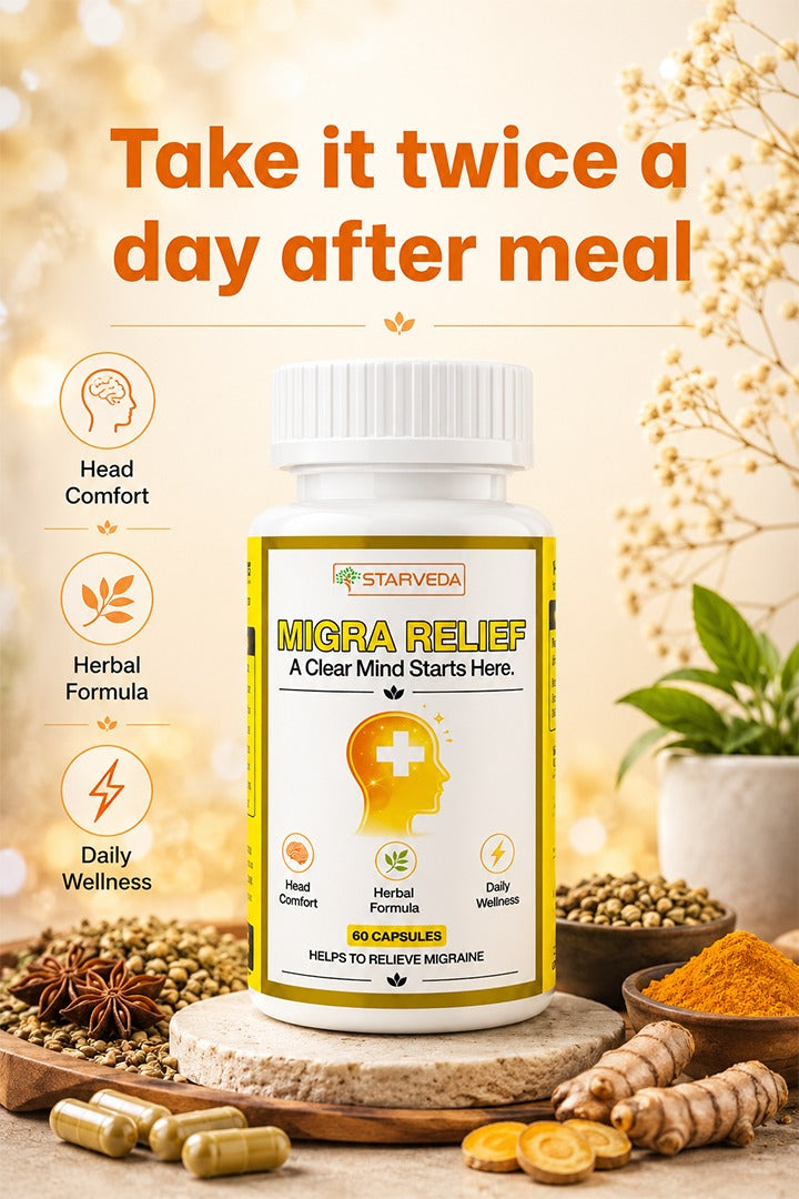 Starveda Migra Relief Capsules | Migraine Relief | 60 Caps