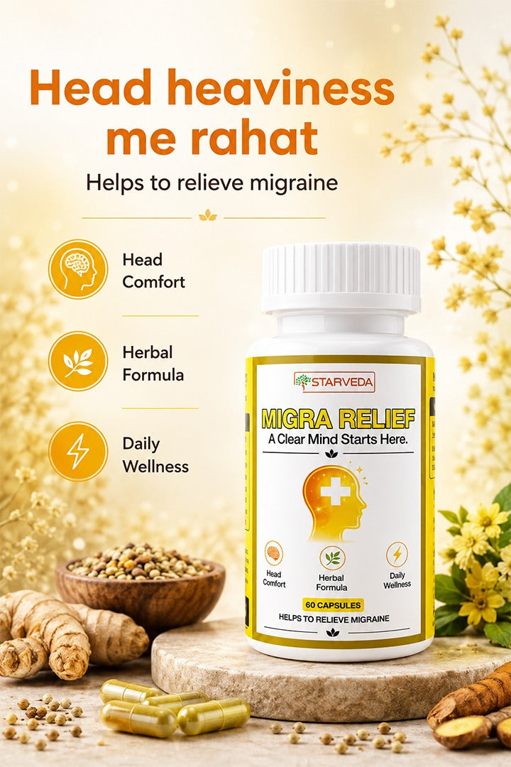 Starveda Migra Relief Capsules | Migraine Relief | 60 Caps