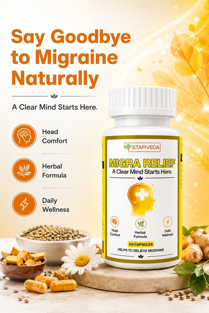 Starveda Migra Relief Capsules | Migraine Relief | 60 Caps