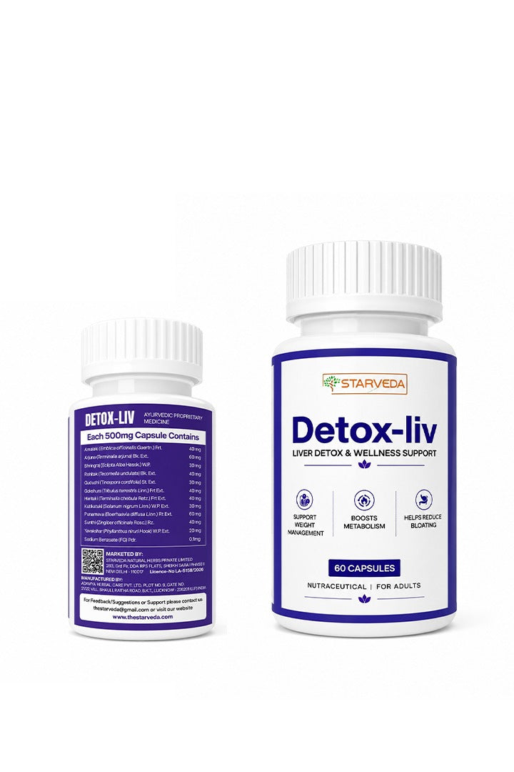 Starveda Detox Liv Capsules | Liver Detox & Health | 30 Caps x2
