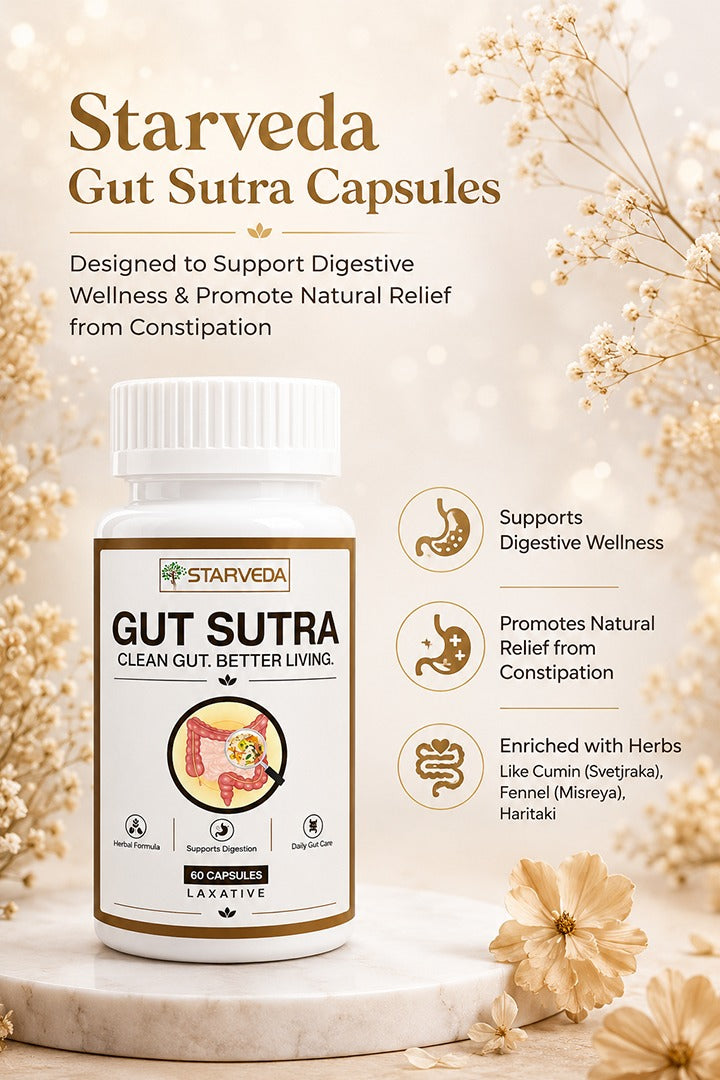 Starveda Gut Sutra Capsules | Digestion & Constipation Relief | 60 Caps