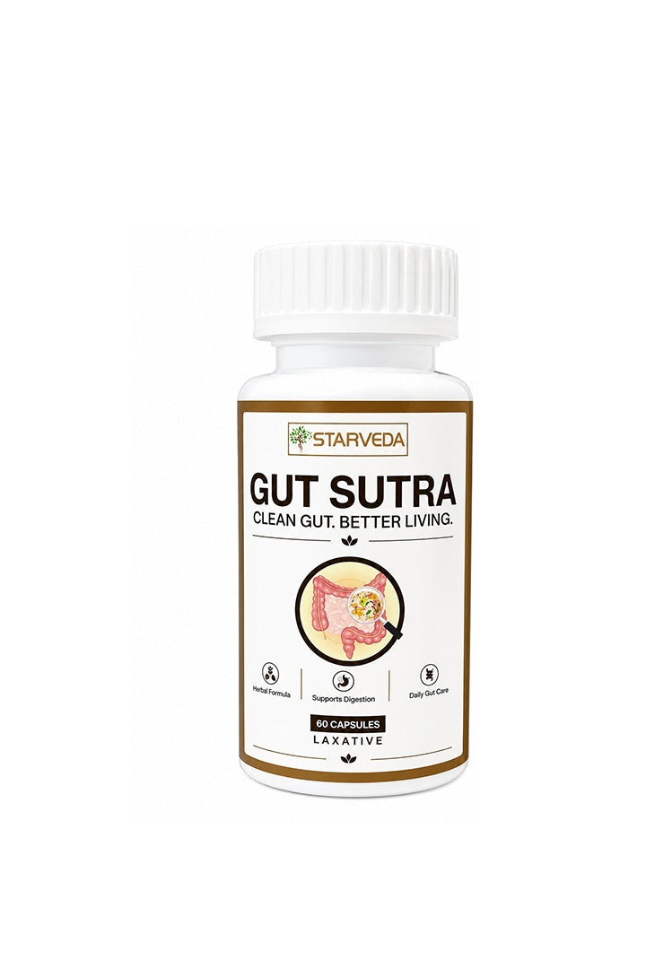 Starveda Gut Sutra Capsules | Digestion & Constipation Relief | 30 Caps x2