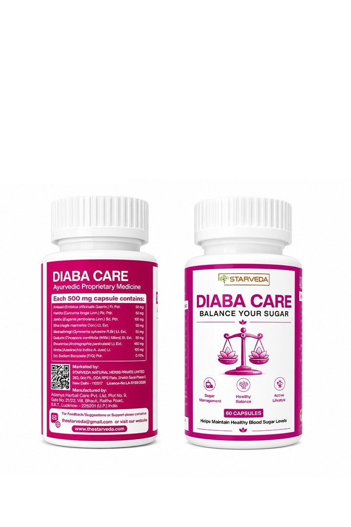 Starveda Diaba Care Capsules | Blood Sugar Support | Herbal | 60 Caps