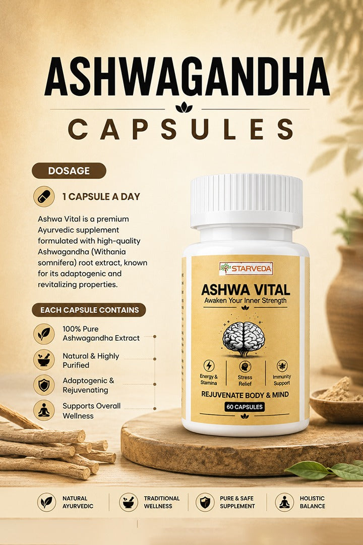 Starveda Ashwagandha Capsules | Strength & Stress Relief | 60 Caps