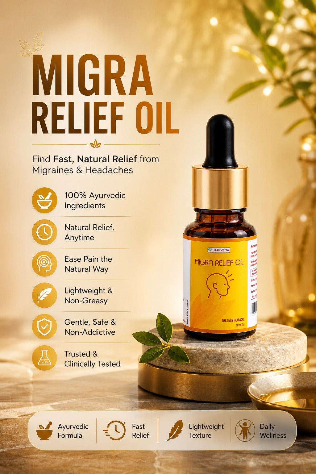 Starveda Migra Relief Oil | Migraine & Headache Relief | 20ml