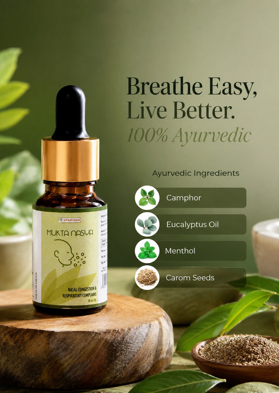 Starveda Mukta Nasya Oil | Nasal Congestion Relief | 20ml