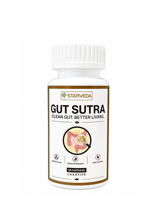 Starveda Gut Sutra Capsules | Digestion & Constipation Relief | 30 Caps x2