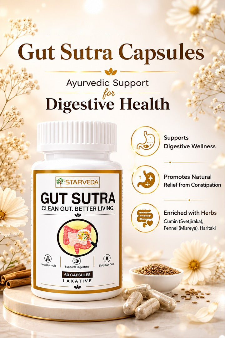 Starveda Gut Sutra Capsules | Digestion & Constipation Relief | 60 Caps
