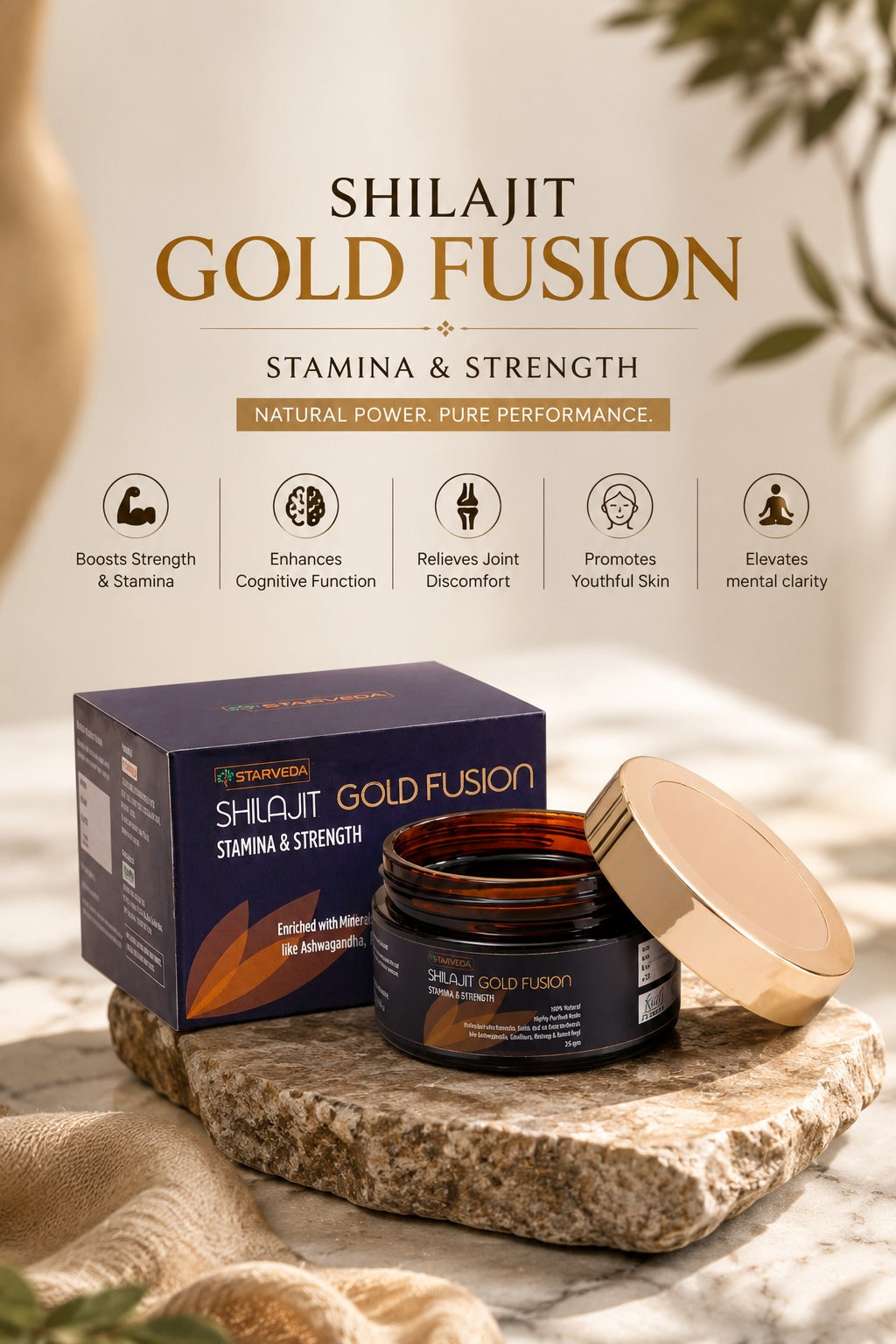 Starveda Shilajit Gold Fusion Resin | Stamina & Vitality | 25gm x2