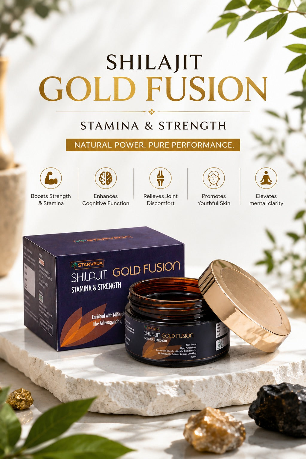 Starveda Shilajit Gold Fusion Resin | Stamina & Vitality | 25gm x2