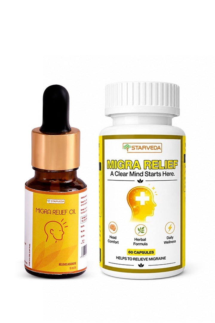 Starveda Migra Relief Oil & Capsules Combo | Migraine Kit